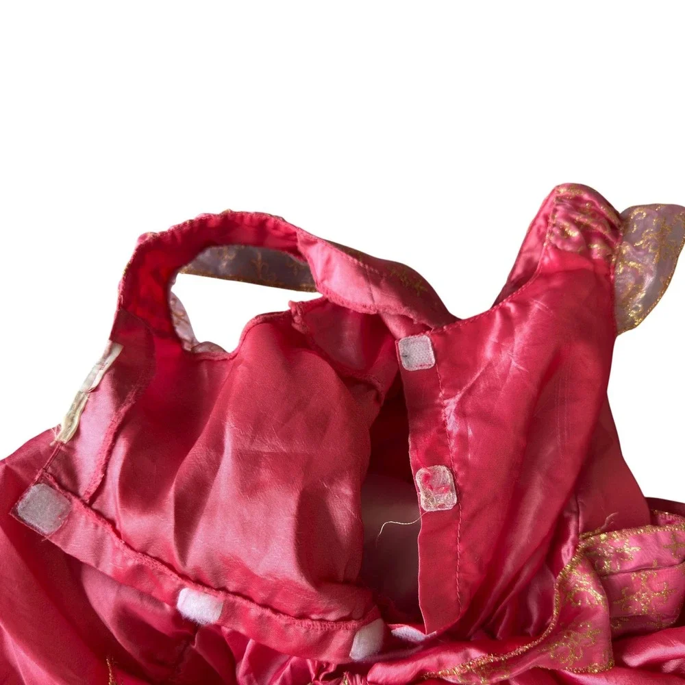 Pink Princess Costume Dress Gold Glitter Filigree Need Dry Clean Toddler Girls